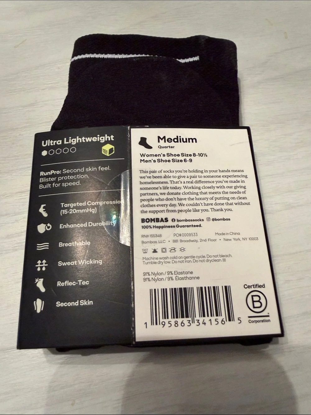 Bombas RunPro Athletic Socks - Lime, White, Black - 3 Pack